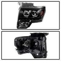 Thumbnail for Xtune Ford F150 09-14 Projector Headlights Halogen Model Only LED Halo Black PRO-JH-FF15009-CFB-BK