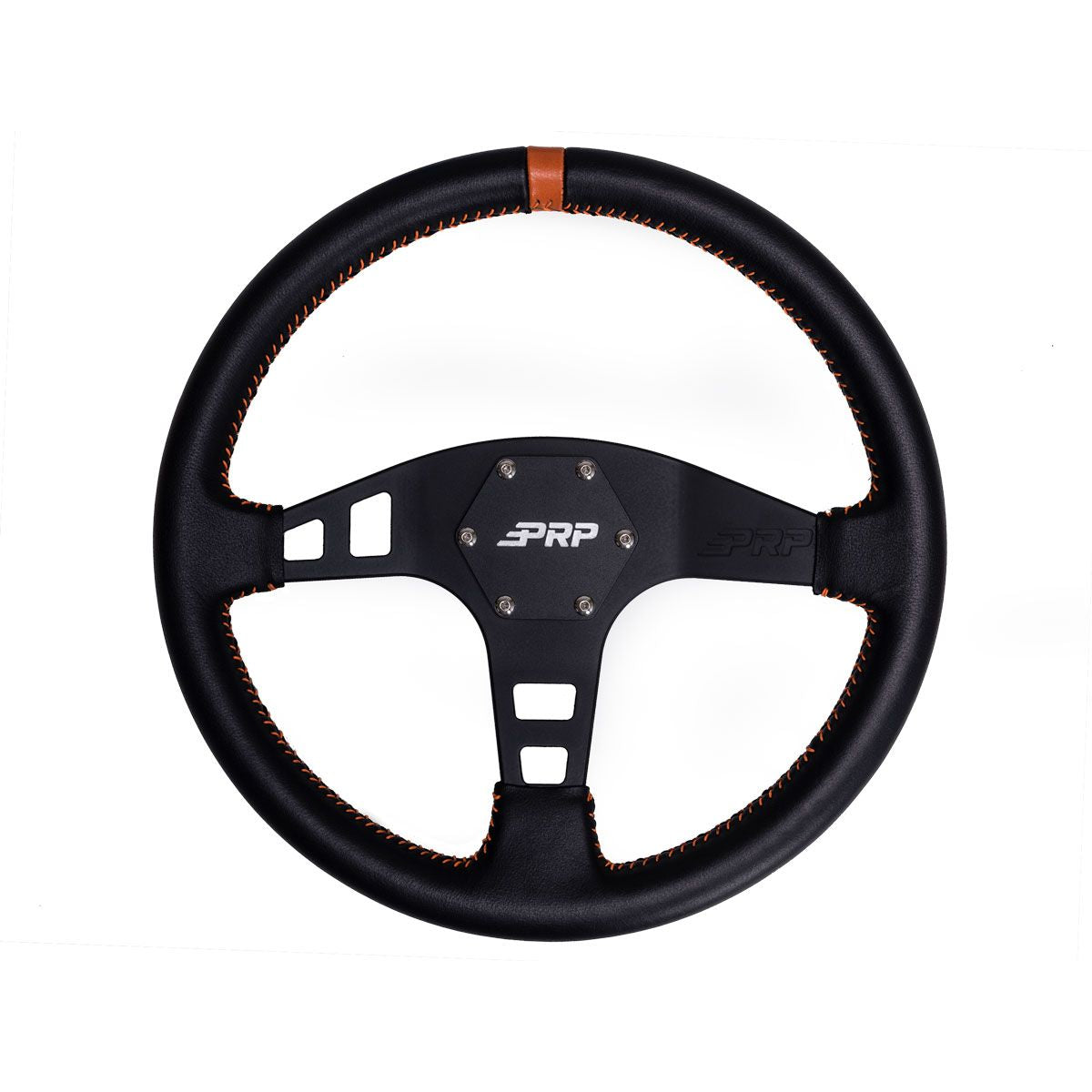 PRP Flat Leather Steering Wheel- Orange