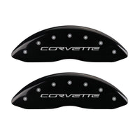 Thumbnail for MGP 4 Caliper Covers Engraved Front & Rear C6/Corvette Black finish silver ch