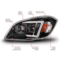 Thumbnail for ANZO 05-10 Chevrolet Cobalt / 07-10 Pontiac G5 LED Projector Headlights w/ Seq Black Housing