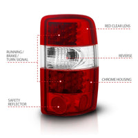 Thumbnail for ANZO 2000-2006 Chevrolet Suburban LED Taillights Red/Clear