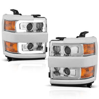 Thumbnail for ANZO Projector Headlights 15-17 Chevrolet Silverado 2500HD / 3500HD Chrome w/ Chrome Rim