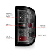 Thumbnail for ANZO 15-19 Chevy Silverado 2500HD/3500HD (Factory Halogen Only) LED Tail Lights Smoke w/Clear Lens