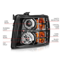 Thumbnail for ANZO 2007-2013 Chevrolet Silverado 1500 Projector Headlights w/ Halo Black