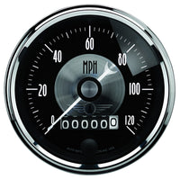 Thumbnail for Autometer Prestige Series Black 3-3/8in 120mph Electronic Programmable Speedometer Gauge