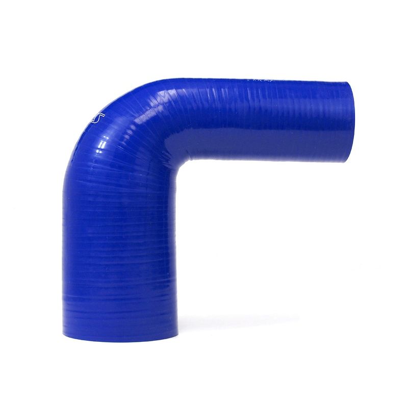 HPS 3" - 4" ID High Temp 4-ply Reinforced Silicone 90 Degree Elbow Reducer Hose Blue (76mm - 102mm ID)