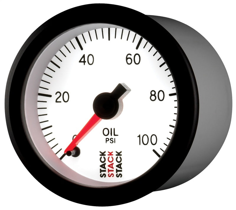 Autometer Stack 52mm 0-100 PSI 1/8in NPTF Male Pro Stepper Motor Oil Pressure Gauge - White