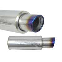 Thumbnail for Injen 2 3/8 Universal Muffler w/Titanium burnt rolled Tip and stainless steel resonated inner wall