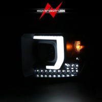 Thumbnail for ANZO 2014-2015 Gmc Sierra 1500HD Projector Plank Style Headlight Black W/ Drl