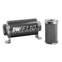 Thumbnail for DeatschWerks Stainless Steel 10AN 100 Micron Universal Inline Fuel Filter Housing Kit (110mm)