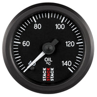 Thumbnail for Autometer Stack 52mm 40-140 Deg C 1/8in NPTF Male Pro Stepper Motor Oil Temp Gauge - Black