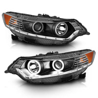 Thumbnail for ANZO 2009-2012 Acura Tsx Projector Headlights w/ Halo Black (CCFL) (HID Compatible)