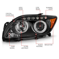 Thumbnail for ANZO 2005-2010 Scion Tc Projector Headlights w/ Halo Black (CCFL)