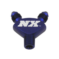 Thumbnail for Nitrous Express 1/8NPT x 3AN x 3AN Billet Pure-Flo Y Fitting - Blue