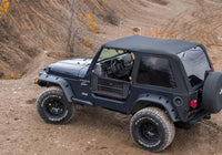 Thumbnail for Rampage 97-06 Jeep Wrangler TJ Frameless Trail Soft Top Kit - Black Diamond