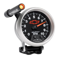 Thumbnail for Autometer GM Red Bowtie Black 3-3/4in 0-10000 RPM Pedestal Mount Tachometer Quick-Lite