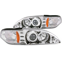 Thumbnail for ANZO 1994-1998 Ford Mustang Projector Headlights w/ Halo Chrome 1pc