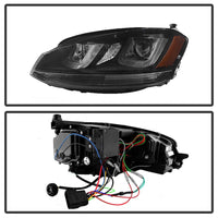 Thumbnail for Spyder Volkswagen Golf VII 14-16 Projector Headlights DRL LED Blk Stripe Blk PRO-YD-VG15-BLK-DRL-BK