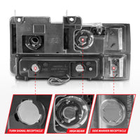 Thumbnail for ANZO 88-98 Chevrolet C1500 Crystal Headlights w/Light Bar Chrome Housing w/ Signal Side Markers 8Pcs