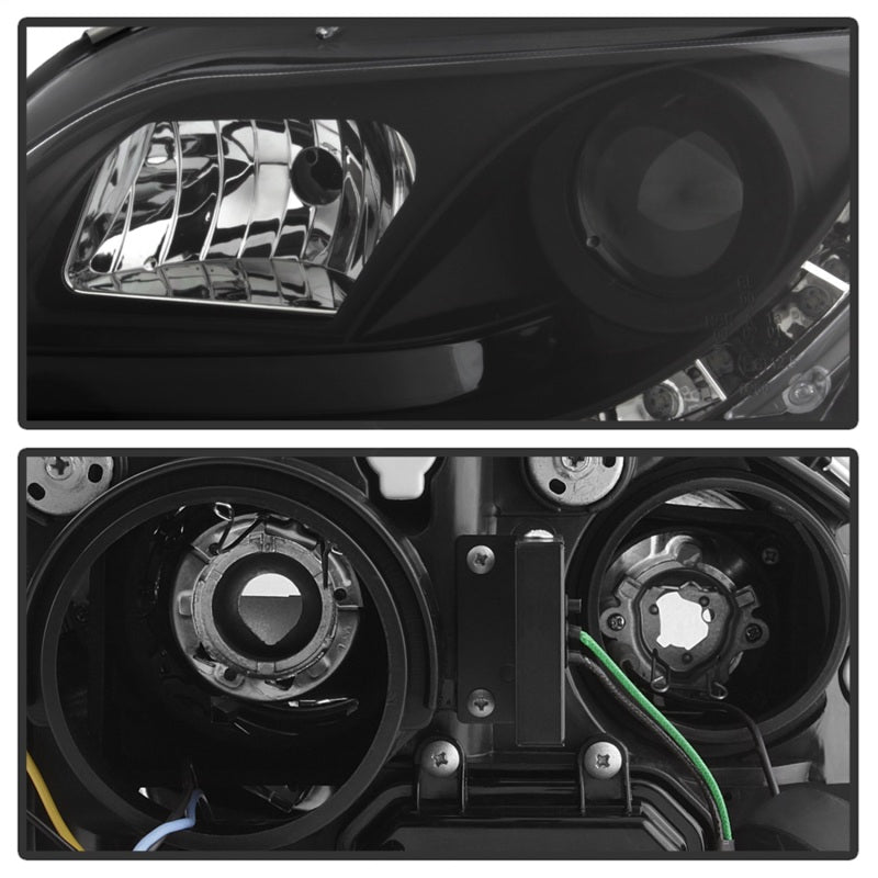 Spyder Audi A4 06-08 Projector Headlights Halogen Model Only - DRL Black PRO-YD-AA405-DRL-BK