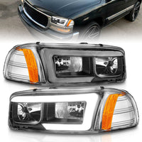 Thumbnail for Anzo 99-17 GMC Sierra/Denali Headlights Black Amber (w/C Light Bars)