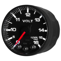Thumbnail for AutoMeter Gauge Voltmeter 2-1/16in. 16V Stepper Motor W/Peak & Warn Blk/Blk Spek-Pro