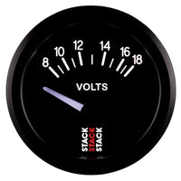 Thumbnail for Autometer Stack Instruments 52mm 8-18V Electric Battery Voltage Gauge - Black