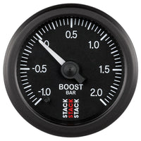 Thumbnail for Autometer Stack 52mm -1 to +2 Bar (Incl T-Fitting) Pro Stepper Motor Boost Pressure Gauge - Black