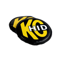 Thumbnail for KC HiLiTES 8in. Round Soft Cover HID (Pair) - Black w/Yellow Brushed KC Logo