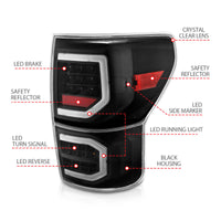 Thumbnail for ANZO 2007-2013 Toyota Tundra LED Taillights Plank Style Black w/Clear Lens