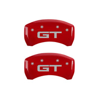 Thumbnail for MGP 4 Caliper Covers Engraved Front 2015/Mustang Engraved Rear 2015/GT Red finish silver ch