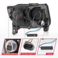 Thumbnail for ANZO 11-13 Jeep Grand Cherokee (Factory Halogen Only) Projector Headlights w/Light Bar Swtchbk Black