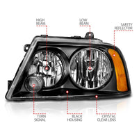 Thumbnail for ANZO 2003-2006 Lincoln Navigator Crystal Headlights Black