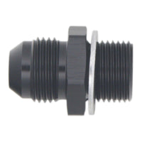 Thumbnail for DeatschWerks 8AN Male Flare to M18 X 1.5 Male Metric Adapter (Incl Washer) - Anodized Matte Black