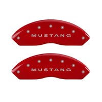 Thumbnail for MGP 4 Caliper Covers Engraved Front Mustang Engraved Rear S197/GT Red finish silver ch