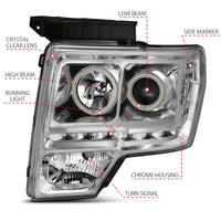 Thumbnail for ANZO 2009-2014 Ford F-150 Projector Headlights w/ Halo Chrome (CCFL) G2