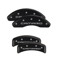 Thumbnail for MGP 4 Caliper Covers Engraved Front & Rear With stripes/Challenger Black finish silver ch