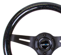 Thumbnail for NRG Classic Wood Grain Steering Wheel (310mm) Black Sparkle w/Blk 3-Spoke Center