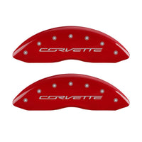 Thumbnail for MGP 4 Caliper Covers Engraved Front & Rear C7/Corvette Red finish silver ch