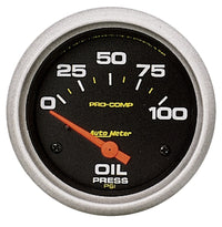 Thumbnail for Autometer Pro Comp Short Sweep Electronic 0-100 PSI Oil Pressure Gauge