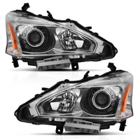Thumbnail for ANZO 2013-2015 Nissan Altima Projector Headlight Chrome Amber