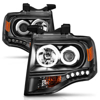 Thumbnail for ANZO 2007-2014 Ford Expedition Projector Headlights w/ Halo Black