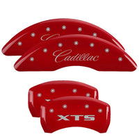 Thumbnail for MGP 4 Caliper Covers Engraved Front Cadillac Engraved Rear XTS Red finish silver ch
