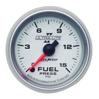 Thumbnail for Autometer Ultra-Lite II 52mm 0-15 PSI Full Sweep Electronic Fuel Pressure Gauge