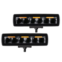 Thumbnail for Go Rhino Xplor Blackout Combo Series Sixline LED Spot Lights w/Amber (Surface Mount) - Blk (Pair)