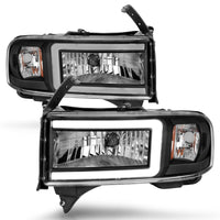Thumbnail for ANZO 94-02 Dodge RAM Crystal Headlight - w/ Light Bar Black Housing