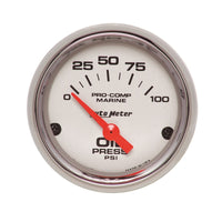 Thumbnail for Autometer Ultra-Lite 2-1/16in Electric 100 PSI Oil Pressure Gauge Marine Chrome