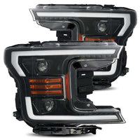 Thumbnail for AlphaRex 18-20 Ford F-150 LUXX LED Proj Headlights Plank Style Jet Blk w/Activ Light/Seq Signal/DRL