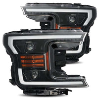 Thumbnail for AlphaRex 18-19 Ford F-150 PRO-Series Proj Headlights Plank Style Gloss Blk w/Activ Light/Seq Signal