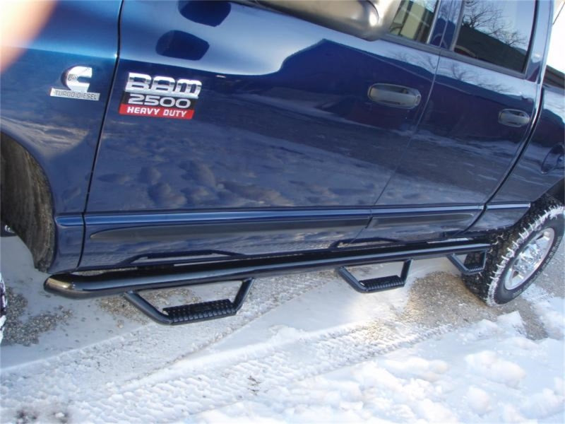 N-Fab Nerf Step 02-08 Dodge Ram 1500/2500/3500 Quad Cab 6.4ft Bed - Gloss Black - Bed Access - 3in